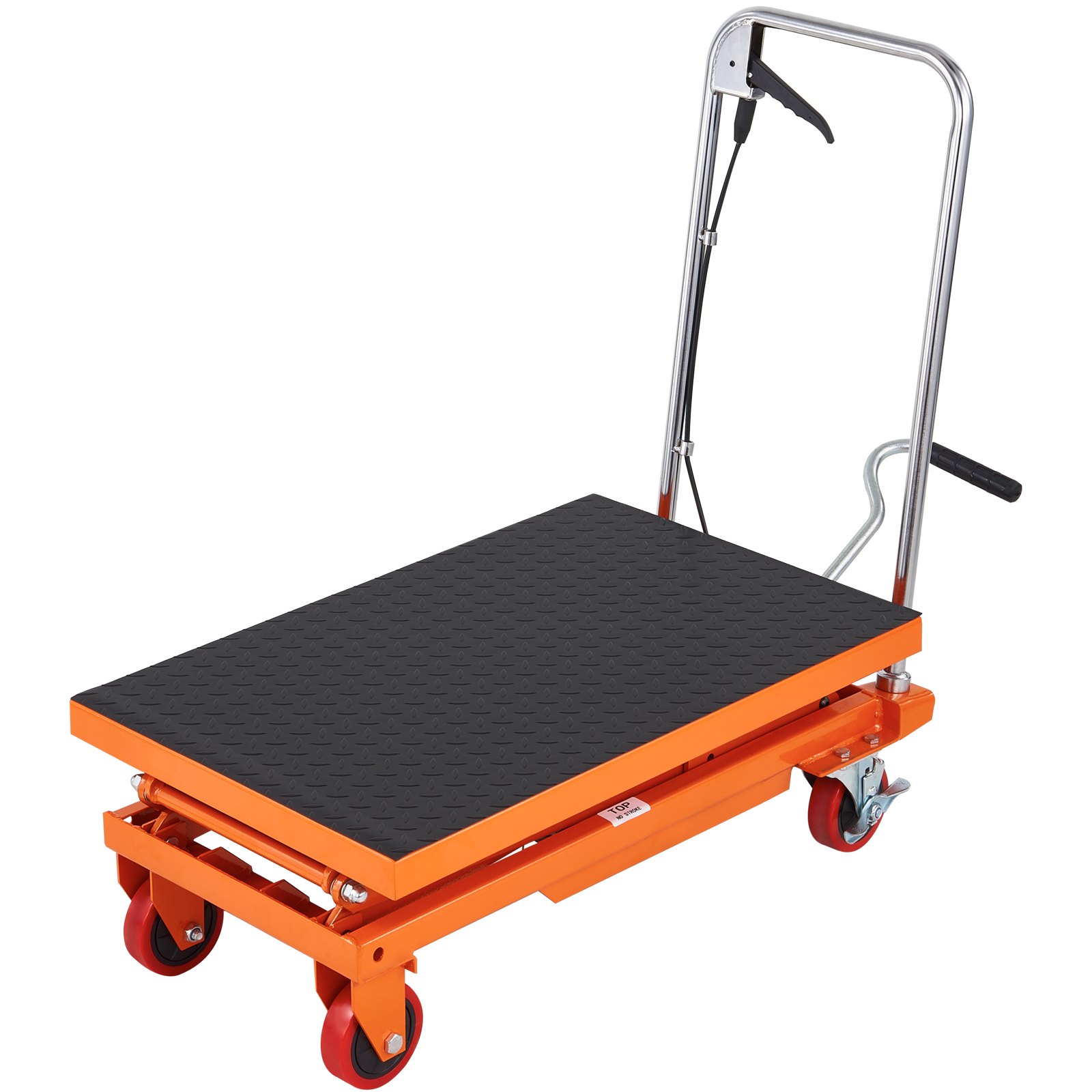 VEVOR Hydraulic Lift Table Cart, 150 kg Capacity 1270 mm Lifting Height, Manual Double Scissor Lift Table with 4 Wheels and Non-slip Pad, Hydraulic Scissor Cart for Material Handling and Transportation