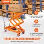 VEVOR Hydraulic Lift Table Cart, 770lbs Capacity 59" Lifting Height, Manual Double Scissor Lift Table with 4 Wheels and Non-slip Pad, Hydraulic Scissor Cart for Material Handling and Transportation