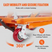 VEVOR Hydraulic Lift Table Cart, 770lbs Capacity 59" Lifting Height, Manual Double Scissor Lift Table with 4 Wheels and Non-slip Pad, Hydraulic Scissor Cart for Material Handling and Transportation