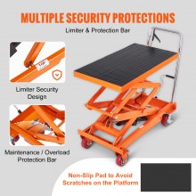 VEVOR Hydraulic Lift Table Cart, 770lbs Capacity 59" Lifting Height, Manual Double Scissor Lift Table with 4 Wheels and Non-slip Pad, Hydraulic Scissor Cart for Material Handling and Transportation