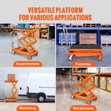 VEVOR Hydraulic Lift Table Cart, 770lbs Capacity 59" Lifting Height, Manual Double Scissor Lift Table with 4 Wheels and Non-slip Pad, Hydraulic Scissor Cart for Material Handling and Transportation