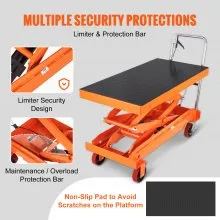 VEVOR Hydraulic Lift Table Cart, 1760lbs Capacity 59" Lifting Height, Manual Double Scissor Lift Table with 4 Wheels and Non-slip Pad, Hydraulic Scissor Cart for Material Handling and Transportation