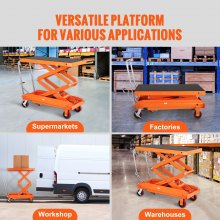 VEVOR Hydraulic Lift Table Cart, 1760lbs Capacity 59" Lifting Height, Manual Double Scissor Lift Table with 4 Wheels and Non-slip Pad, Hydraulic Scissor Cart for Material Handling and Transportation