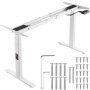 VEVOR standing desk frame with adjustable height, assembly tools, and screws on white background