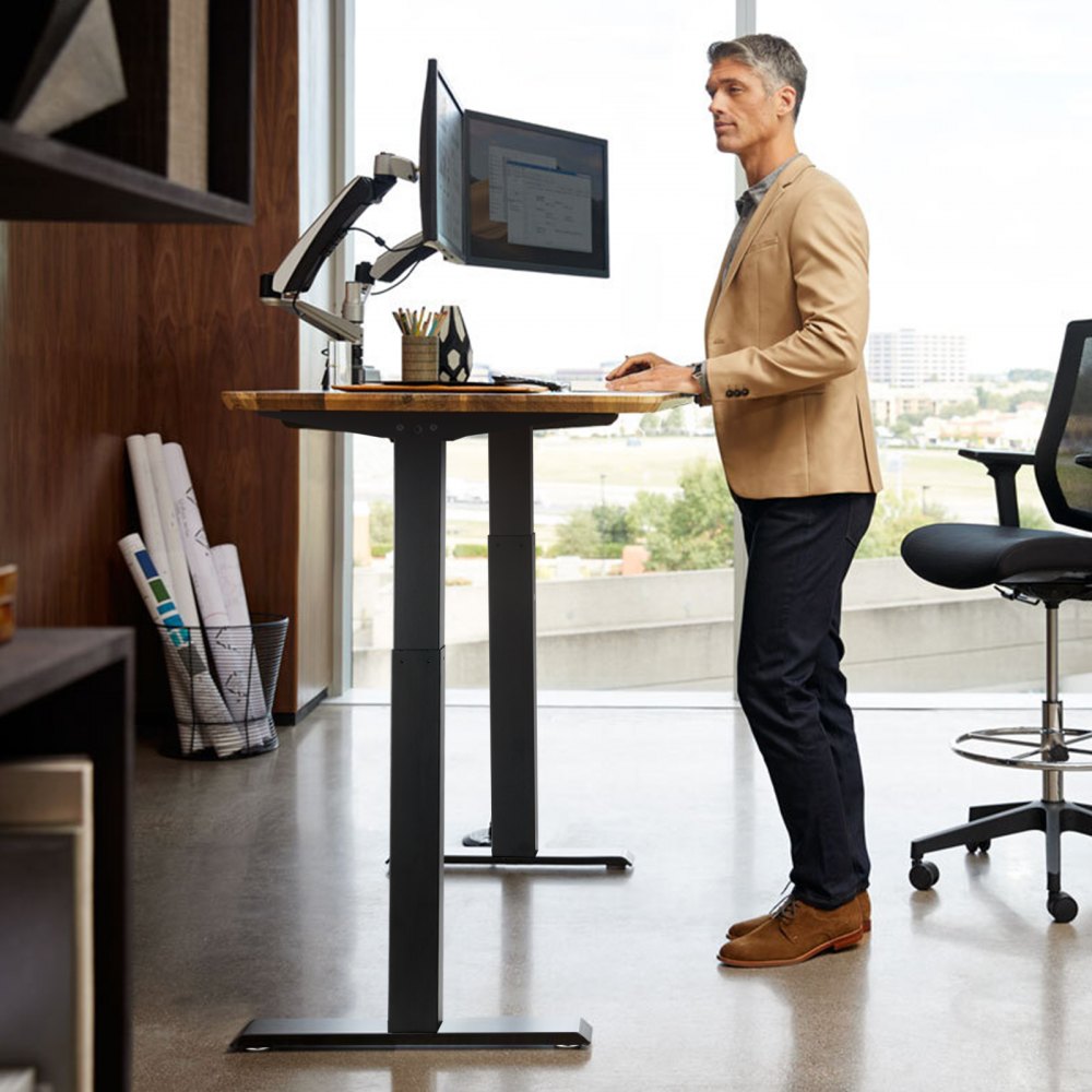 VEVOR Standing Desk Frame, Adjustable 70-117 cm Height & 95-158 cm Length Electric Stand Up Computer Desk Legs, Ergonomic DIY Workstation Base for Home and Office (Black Frame Only)