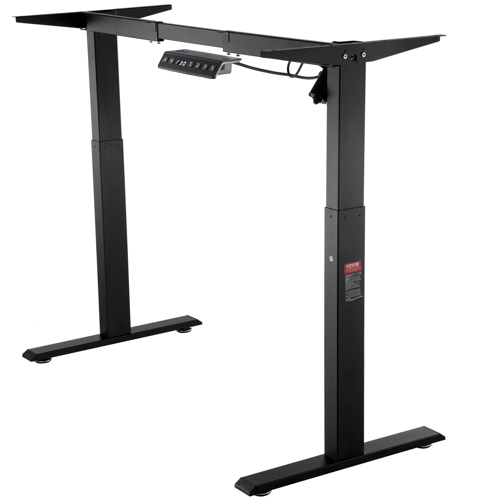 VEVOR Standing Desk Frame, Adjustable 70-117 cm Height & 95-158 cm Length Electric Stand Up Computer Desk Legs, Ergonomic DIY Workstation Base for Home and Office (Black Frame Only)