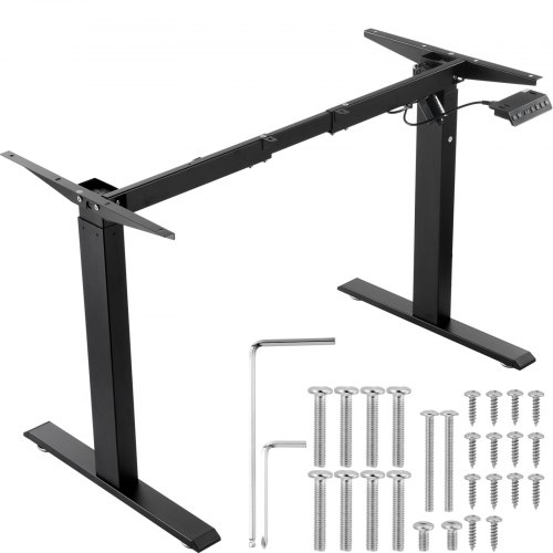 VEVOR Standing Desk Frame, Adjustable 27.6-46.1 inch Height & 35.4-53.2 inch Length Electric Stand Up Computer Desk Legs, Ergonomic DIY Workstation Base for Home and Office (Black Frame Only)