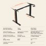 VEVOR standing desk frame dimensions and specifications in clear, labeled measurements.