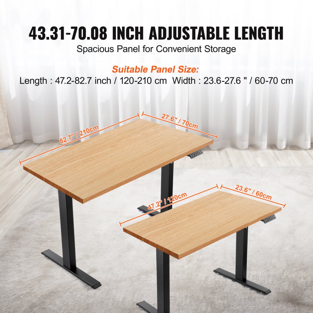 VEVOR Electric Standing Desk Frame Dual Motor Adjustable 65-129 cm H Black