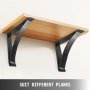 VEVOR heavy duty shelf brackets supporting wooden shelf against white background.