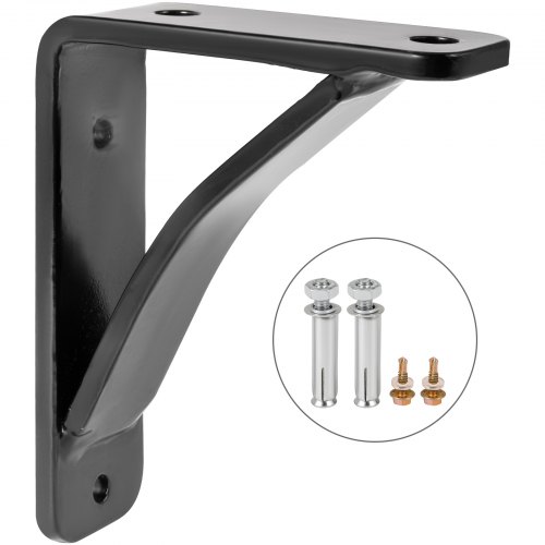 VEVOR Heavy Duty Shelf Brackets 2 Pack, Floating Shelf Bracket 4x5x1.5", 450lbs Load Garage Workshop Home Steel Shelf Brackets Hand Welded Triangle Shelf Support Holder Wall Matte Black DIY Rustic