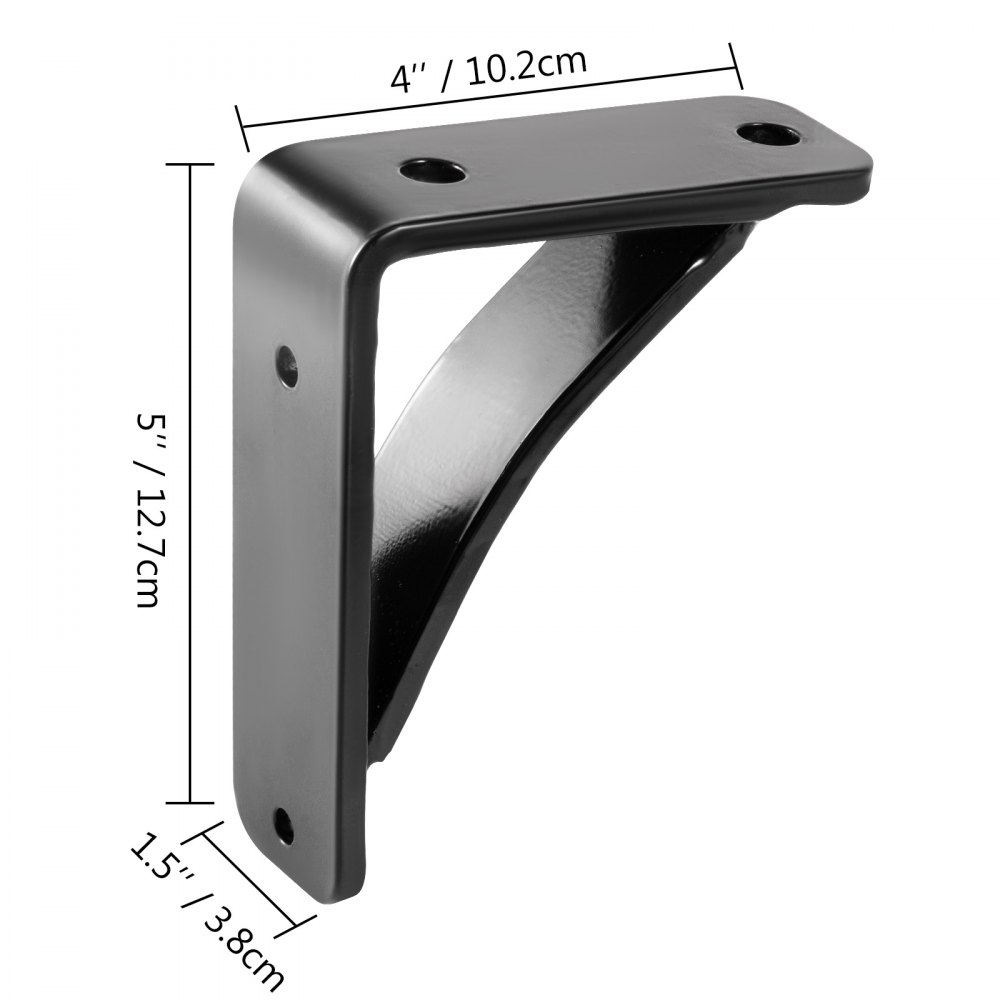 VEVOR Heavy Duty Regál Držáky 2 Pack, Plovoucí Regál Držák 4x5x1,5", 450 lbs Náklad garáž Dílna Domů Ocelové Držáky polic Ručně svařovaný trojúhelníkový držák polic Stěna Matná Černá Vlastní rustikální