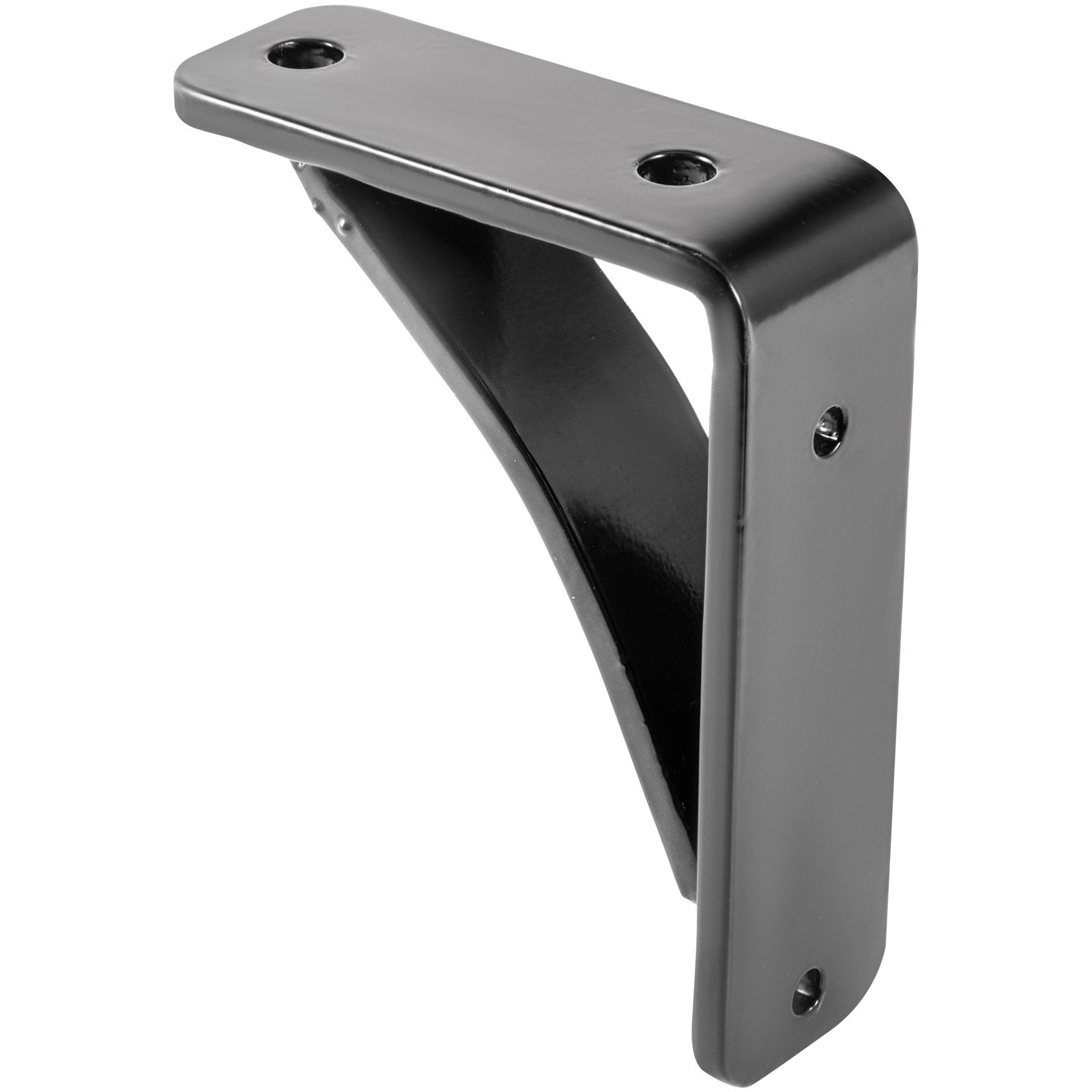 black VEVOR heavy duty shelf brackets with pre-drilled holes for wall mounting.