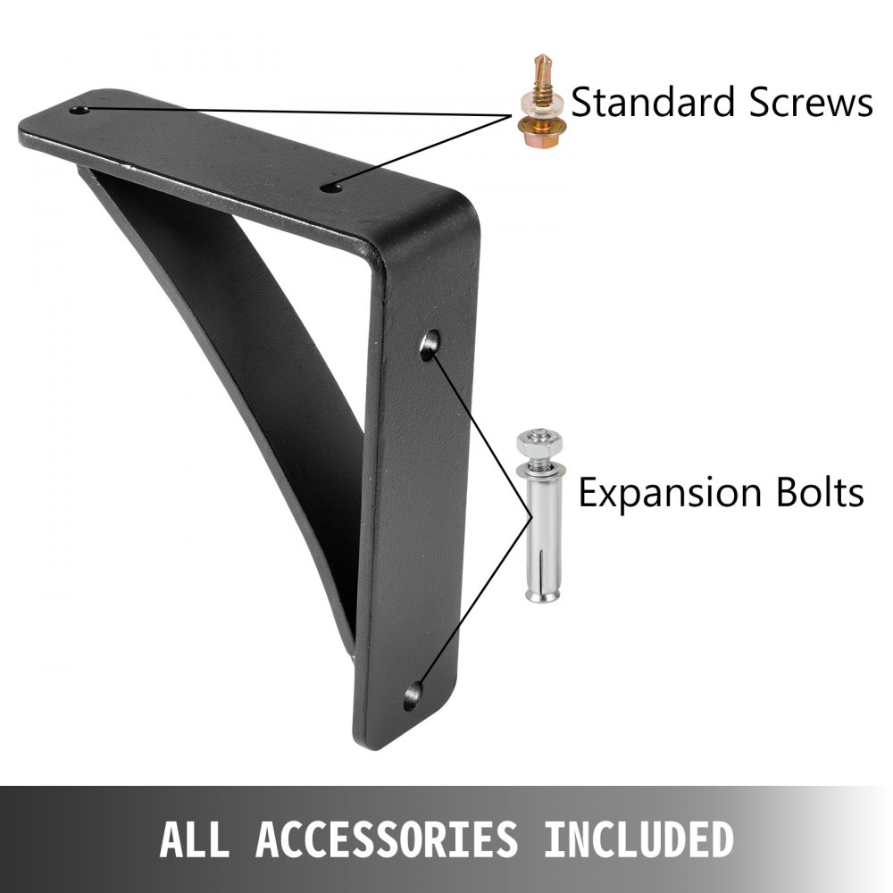 VEVOR steel shelf bracket with standard screws and expansion bolts included.