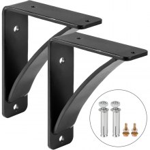 VEVOR 2 Pack Steel Shelf Brackets, Heavy Duty Hand Welded Steel Brackets 7x6x2", 450 lbs Supports Heavy Weight , Floating Shelves Triangle Supports, DIY Rustic Shelving Joints(7x6x2", 450 lbs)