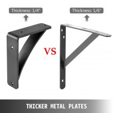 VEVOR 2 Pack Steel Shelf Brackets, Heavy Duty Hand Welded Steel Brackets 7x6x2", 450 lbs Supports Heavy Weight , Floating Shelves Triangle Supports, DIY Rustic Shelving Joints(7x6x2", 450 lbs)