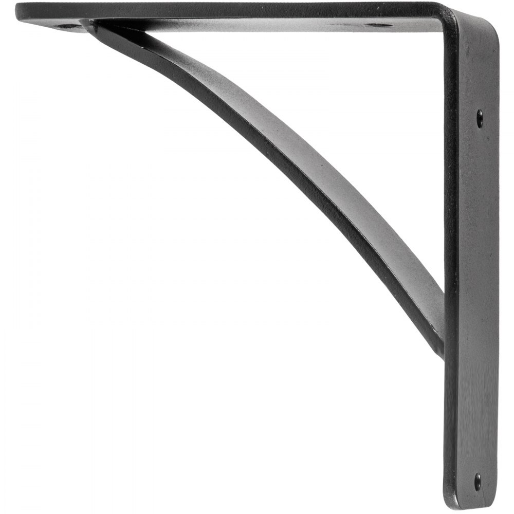 black metal VEVOR heavy duty shelf bracket with a curved support bar.
