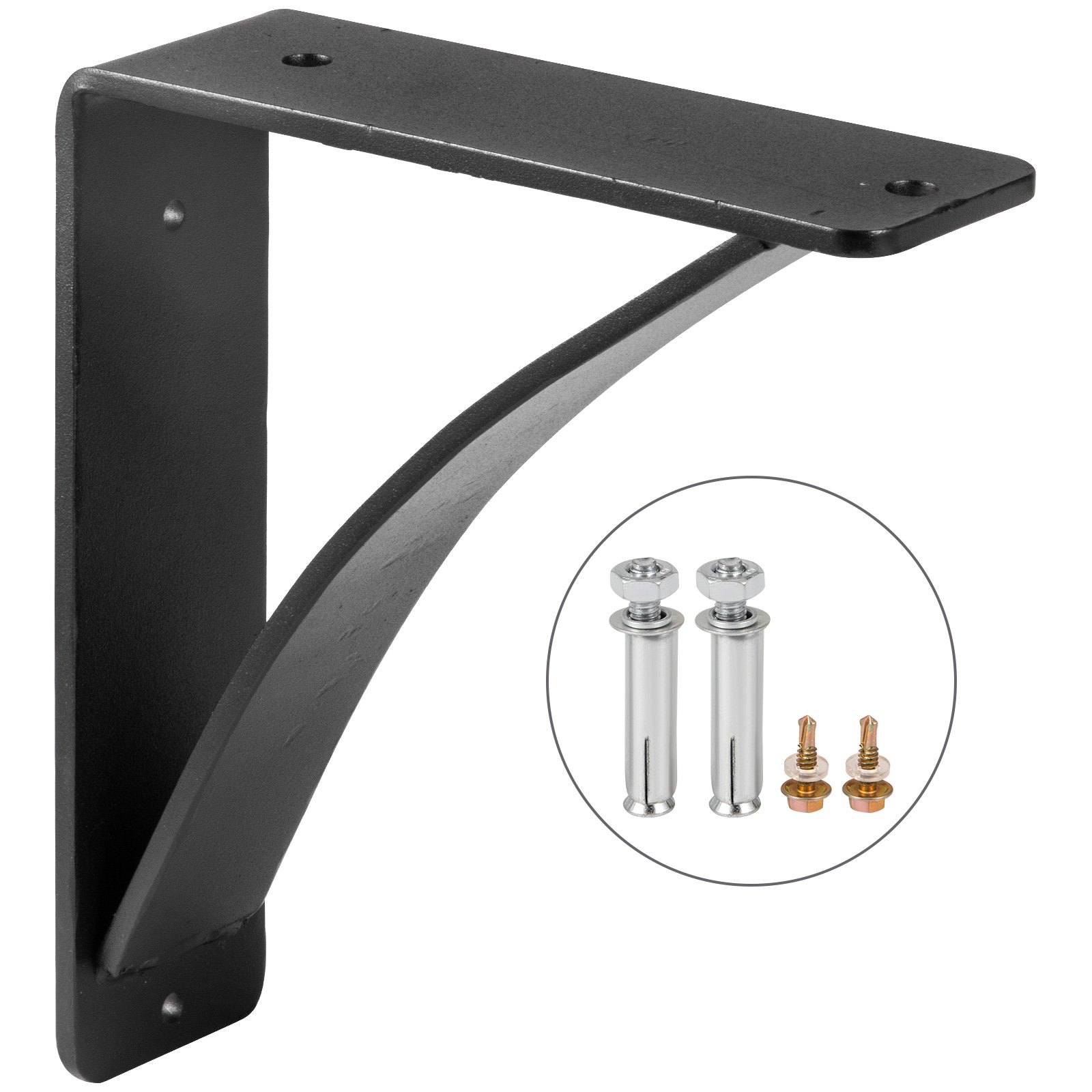 Βάση στήριξης ραφιών VEVOR Heavy Duty 2 Pack, Floating Shelf Bracket 8x9x2,5", 450lbs Load Garage Workshop Home Steel ράφι στηρίγματα Χειροποίητη συγκολλημένη βάση στήριξης ραφιού Τριγωνικό Τοίχο Ματ Μαύρο DIY Rustic