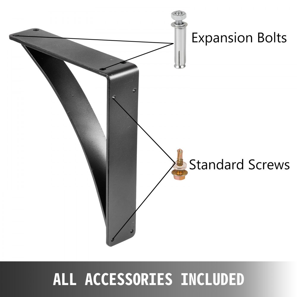 VEVOR Heavy Duty Shelf Brackets 2 Pack, Floating Shelf Bracket 9x12x4", 450lbs Load Garage Workshop Home Steel Shelf Brackets Hand Welded Triangle Shelf Support Holder Wall Matte Black DIY Rustic