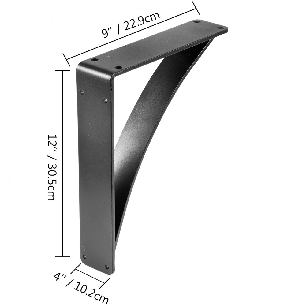 VEVOR Heavy Duty Shelf Brackets 2 Pack, Floating Shelf Bracket 9x12x4", 450lbs Load Garage Workshop Home Steel Shelf Brackets Hand Welded Triangle Shelf Support Holder Wall Matte Black DIY Rustic