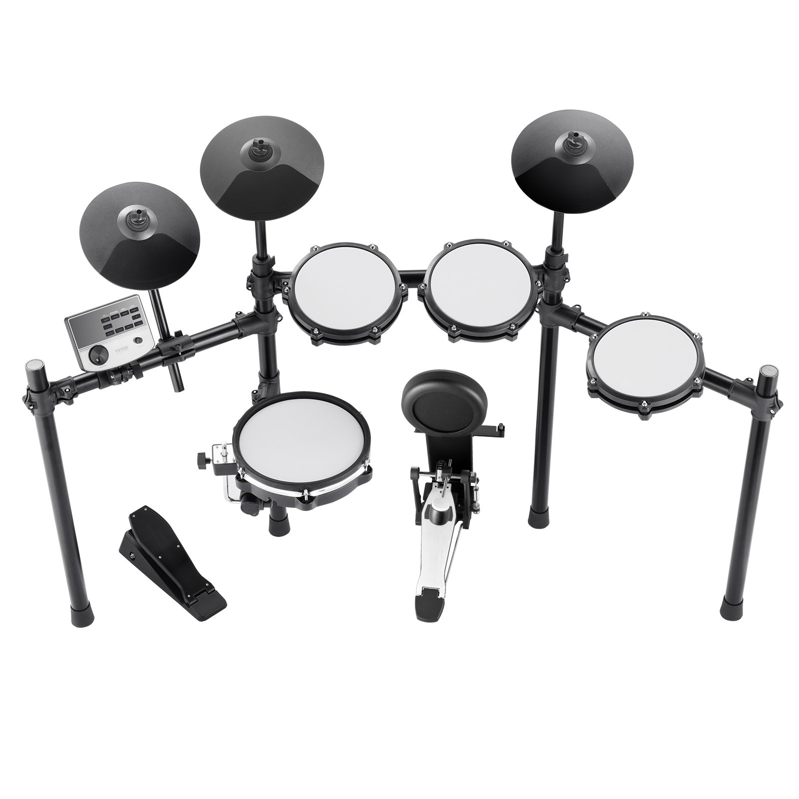 VEVOR Electric Drum Set, 32 Drum Kits & 480 Sounds Electronic Drum Kit, USB MIDI Supported 10 in Quiet Mesh Snare Electric Drum Set with 10 in Cymbals Drum Sticks & Pedals, for Beginners & Adults