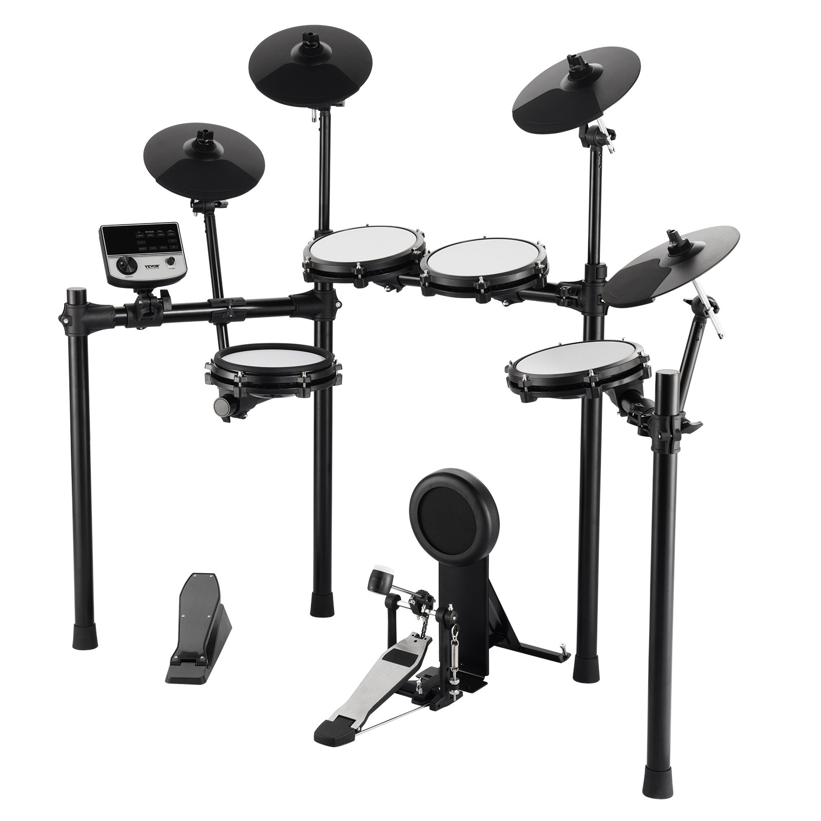 VEVOR Electric Drum Set, 32 Drum Kits & 480 Sounds Electronic Drum Kit, USB MIDI Supported 8 in Quiet Mesh Snare Electric Drum Set with 10 in Cymbals Drum Sticks & Headphone, for Beginners & Adults