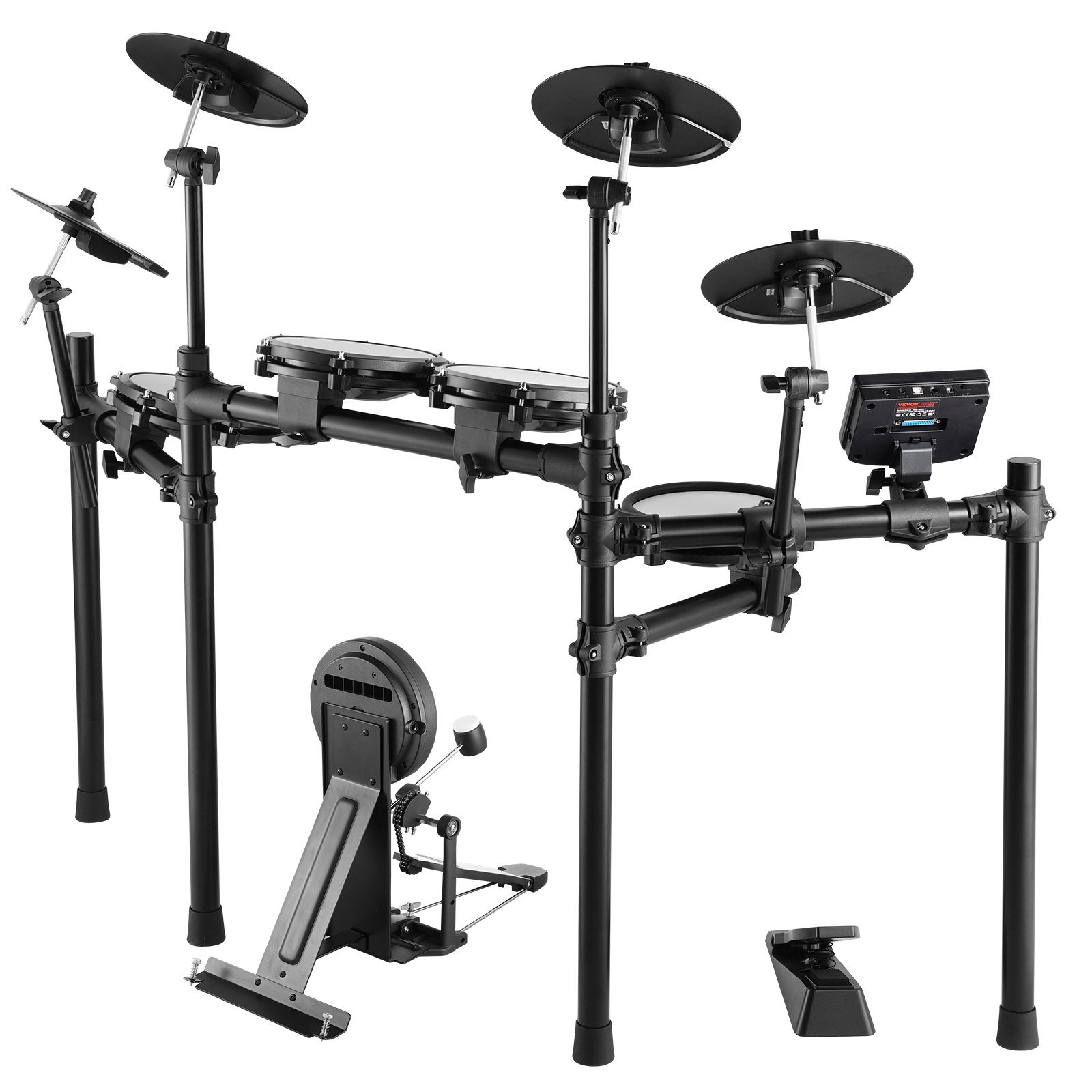 VEVOR Electric Drum Set, 32 Drum Kits & 480 Sounds Electronic Drum Kit, USB MIDI Supported 8 in Quiet Mesh Snare Electric Drum Set with 10 in Cymbals Drum Sticks & Headphone, for Beginners & Adults