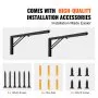 VEVOR Shelf Bracket Foldable, 24” L 2 Pcs , Heavy Duty Floating Shelf Brackets, Brackets for Shelves, 5mm Thick Matte Black L Shelf Bracket,Steel Shelving Brackets with 300 lbs Load Capacity