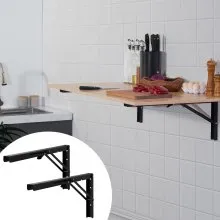 VEVOR Shelf Bracket Foldable, 24” L 2 Pcs , Heavy Duty Floating Shelf Brackets, Brackets for Shelves, 5mm Thick Matte Black L Shelf Bracket,Steel Shelving Brackets with 300 lbs Load Capacity