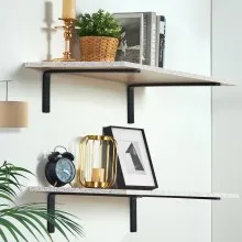 VEVOR Shelf Bracket, 16 x 6 in 4 Pcs, Heavy Duty Floating Shelf Brackets, Brackets for Shelves, 10mm Thick Matte Black L Shelf Bracket,Steel Shelving Brackets with 160 lbs Load Capacity