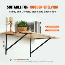 VEVOR Shelf Bracket, 18 x 12 in 12 Pcs, Heavy Duty Floating Shelf Brackets, Brackets for Shelves, 3mm Thick Matte Black Triangle Shelf Bracket,Steel Shelving Brackets with 160 lbs Load Capacity
