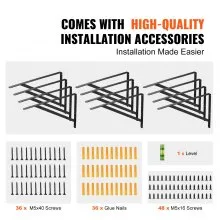 VEVOR Shelf Bracket, 18 x 12 in 12 Pcs, Heavy Duty Floating Shelf Brackets, Brackets for Shelves, 3mm Thick Matte Black Triangle Shelf Bracket,Steel Shelving Brackets with 160 lbs Load Capacity