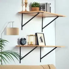 VEVOR Shelf Bracket, 18 x 12 in 12 Pcs, Heavy Duty Floating Shelf Brackets, Brackets for Shelves, 3mm Thick Matte Black Triangle Shelf Bracket,Steel Shelving Brackets with 160 lbs Load Capacity