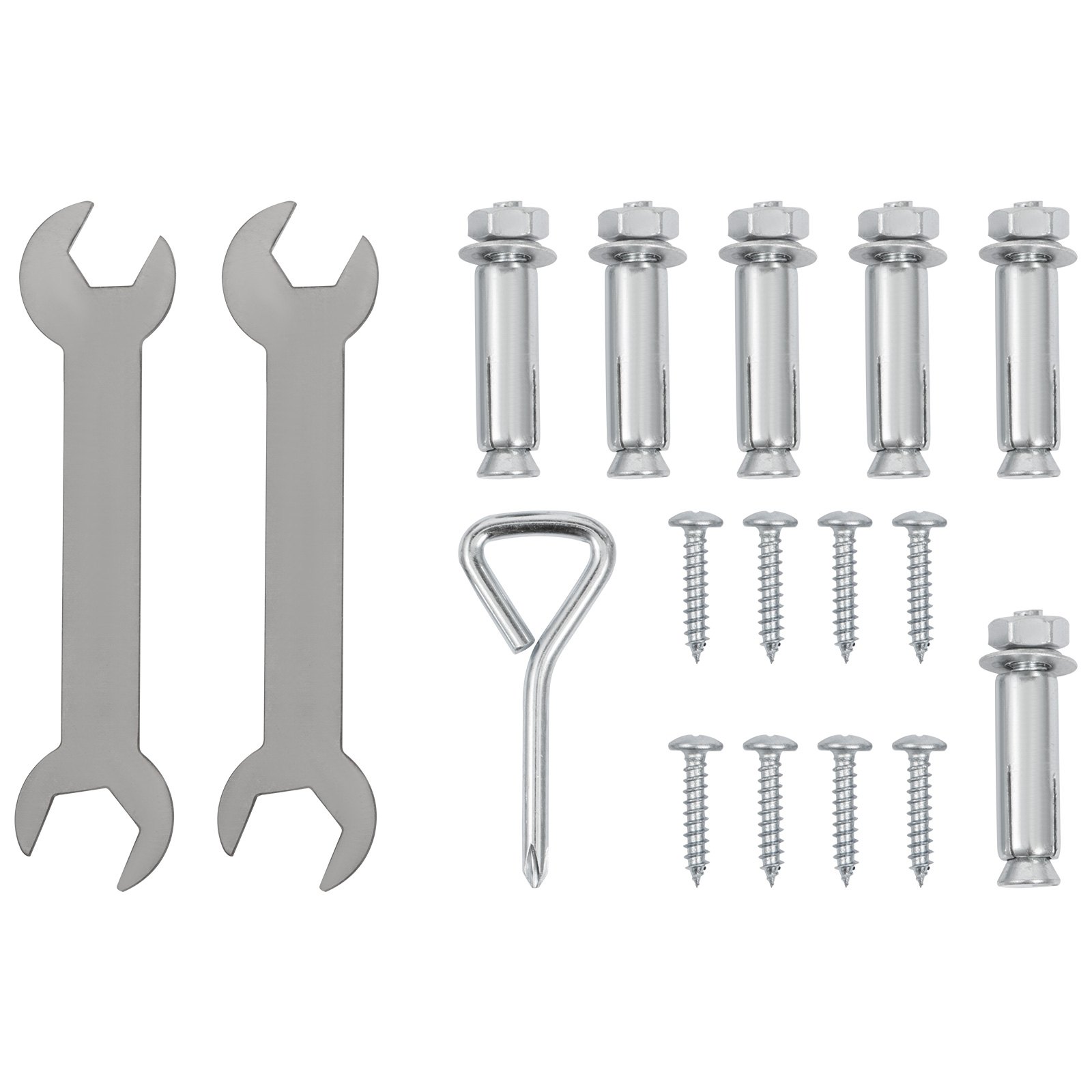 wrenches, anchors, screws, and hex wrench for VEVOR folding shelf brackets.