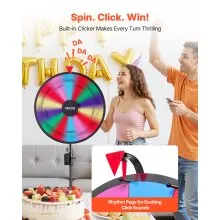 VEVOR 24 in Spinning Prize Wheel, 14 Slots Spinning Wheel with Tripod, Adjustable Height Win Fortune Roulette with a Dry Erase and 2 Markers, 6 Colors, Easy Assembly, for Party Pub Trade Show Carnival
