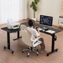 VEVOR L Shaped Desk Electric Adjustable Height Corner Gaming Desk with Wheels