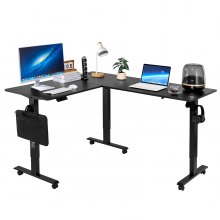 VEVOR L Shaped Desk Electric Adjustable Height Corner Gaming Desk with Wheels