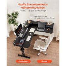VEVOR L Shaped Desk Electric Adjustable Height Corner Gaming Desk with Drawers