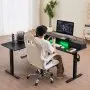 VEVOR L Shaped Desk, Electric Adjustable Height Corner Gaming Desk with CPU Stand, Dual Hooks and Fabric Drawers, L-Shaped Computer Table with Light Strip for Home Office, Easy to Assemble, Black