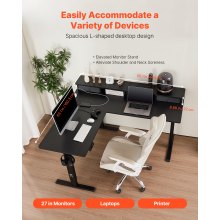 VEVOR L Shaped Desk Electric Adjustable Height Corner Gaming Desk w/ Light Strip