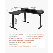 VEVOR L Shaped Desk Electric Adjustable Height Corner Gaming Desk w/ Light Strip