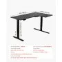 VEVOR L Shaped Desk, Electric Adjustable Height Corner Gaming Desk with Dual Hooks, Heavy Duty Carbon Steel L-Shaped Computer Table with Power Strip for Home, Office, Dorm, Easy to Assemble, Black