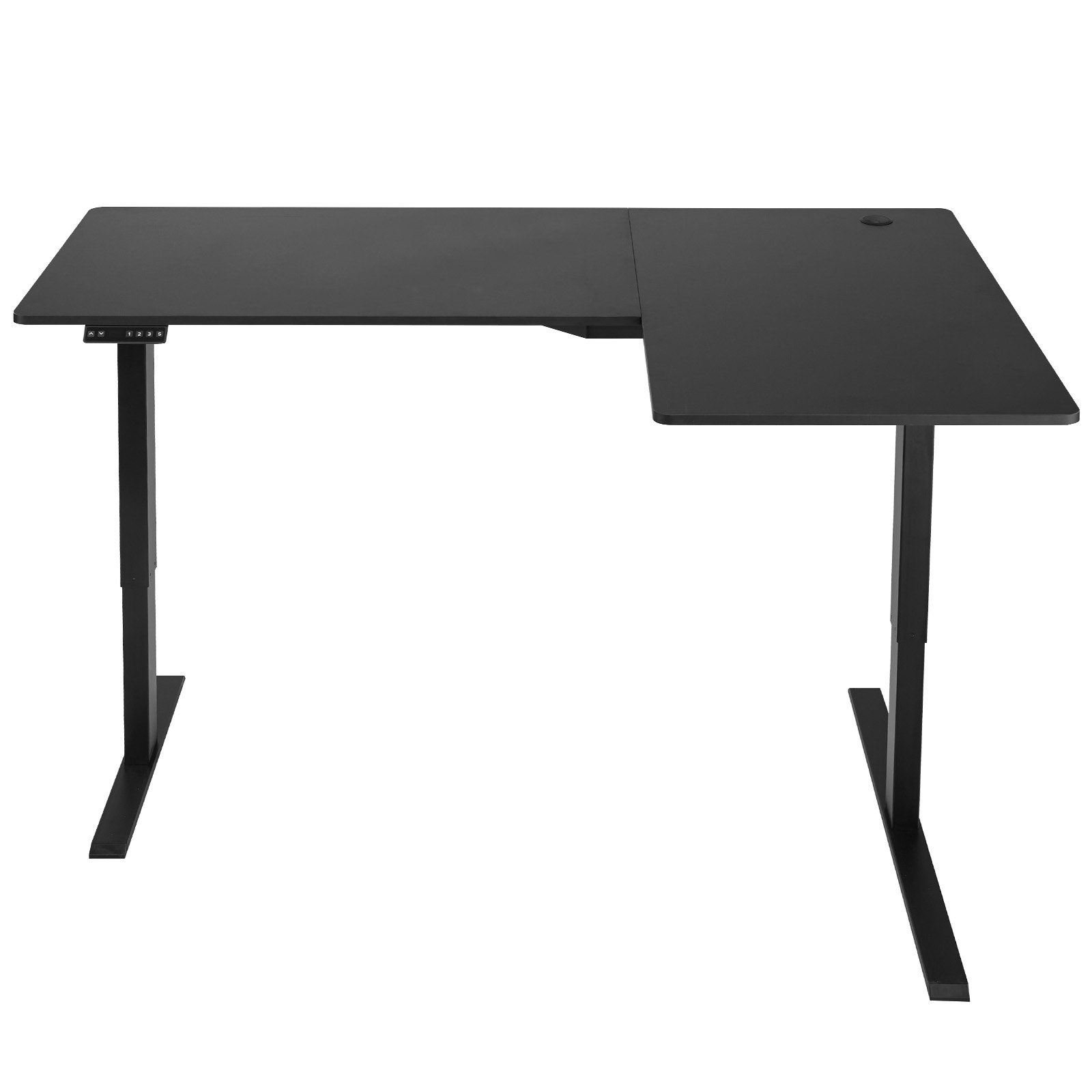 VEVOR L Shaped Desk, Electric Adjustable Height Corner Gaming Desk with Dual Hooks, Heavy Duty Carbon Steel L-Shaped Computer Table with Power Strip for Home, Office, Dorm, Easy to Assemble, Black