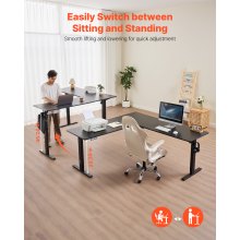 VEVOR L Shaped Desk Electric Adjustable Height Corner Home Gaming Desk Black