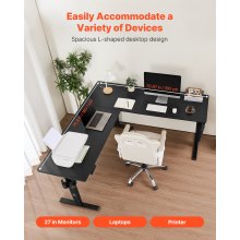 VEVOR L Shaped Desk Electric Adjustable Height Corner Home Gaming Desk Black