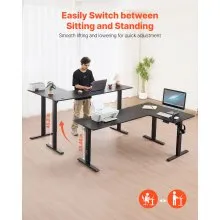 VEVOR L Shaped Desk Electric Adjustable Height Corner Office Gaming Desk Black