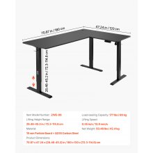 VEVOR L Shaped Desk Electric Adjustable Height Corner Office Gaming Desk Black