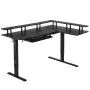 VEVOR L Shaped Desk, Electric Adjustable Height Corner Gaming Desk with Keyboard Tray and Dual Hooks, Heavy Duty L-Shaped Computer Table with Light Strip for Home Office, Easy to Assemble, Black