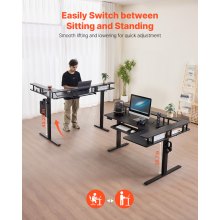 VEVOR L Shaped Desk Electric Adjustable Height Corner Desk with Keyboard Tray