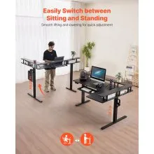 VEVOR L Shaped Desk Electric Adjustable Height Corner Desk with Keyboard Tray